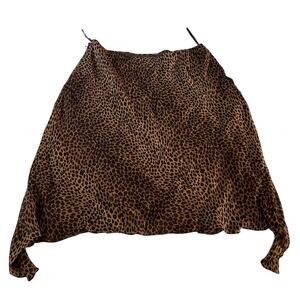 Vtg Y2K 2000s 100% Silk Leopard Print Asymmetrical Maxi Skirt Plus Sz 24W Grunge